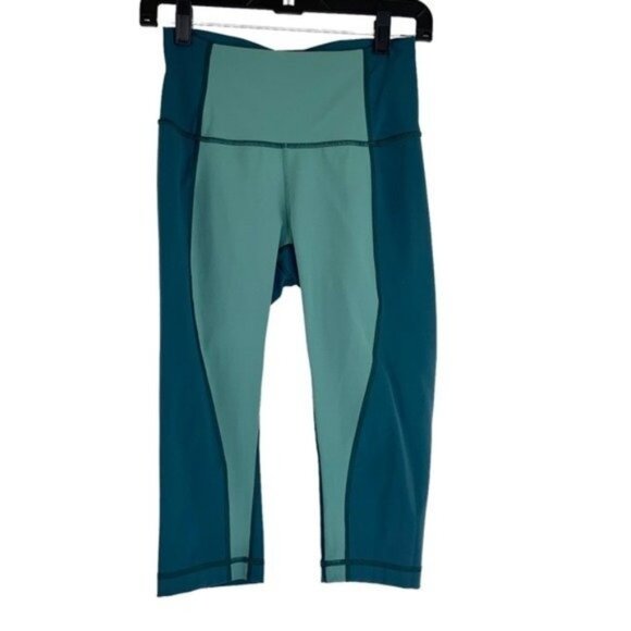 Lululemon Wunder Under Crop HR Curve Green Leggings - Picture 2 of 8